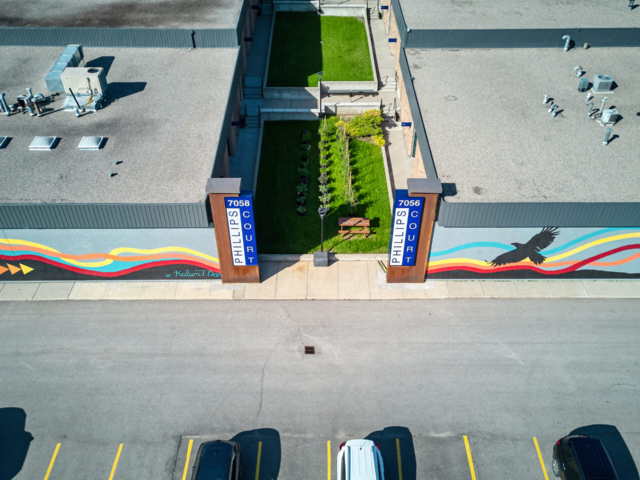Overhead view of central courtyard